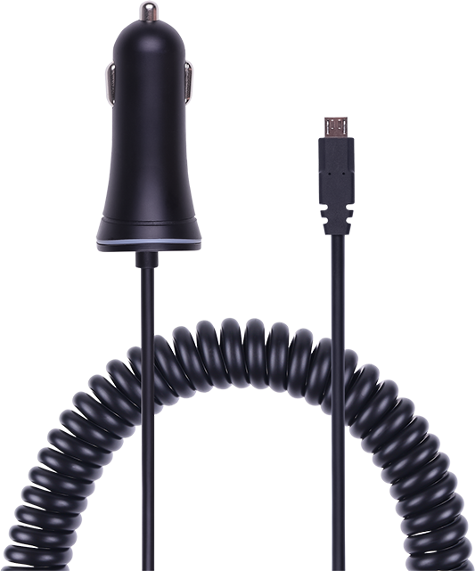 AT&T 4.8A Captive Cable Car Charger Micro - Black